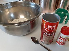 Ingredients for French bread.